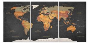 Quadro moderno Mappa del mondo: Segreti della Terra (3 pezzi)