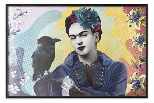 Poster: Frida totemica - colorata composizione con donna e uccello nero