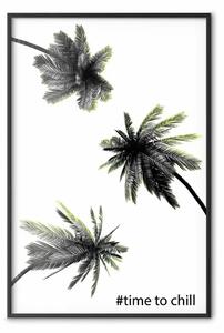 Poster: Momenti spensierati - palme tropicali e scritte nere su sfondo bianco