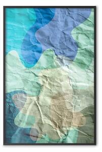 Poster: Colori del lago - macchie astratte su una texture di carta sgualcita