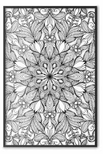Poster: Mandala monocromatica - motivi orientali in bianco e nero in stile zen