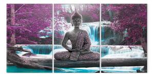 Quadro Buddha e la cascata (3 pezzi) viola