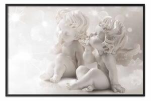 Poster: Soffio angelico - composizione rosa tra nuvole e stelle