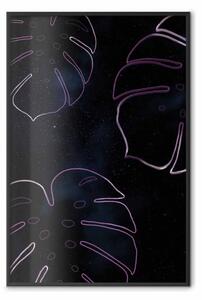 Poster: Monstera galattica - foglia di monstera neon nello spazio