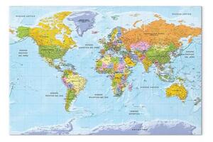 Quadro moderno Continenti a colori - mappa artistica