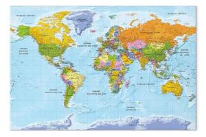 Quadro su tela Sette continenti – mappa colorata del mondo in italiano