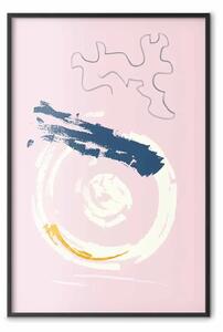 Poster: Accento rosa - modello astratto in stile artistico su sfondo rosa
