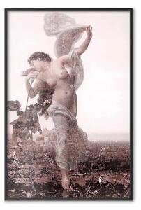 Poster: Profumo vento - donna in campo su sfondo bianco retrò