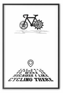 Poster: I like Cycling - scritte nere in inglese con emoticon su sfondo bianco