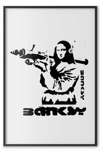 Poster: Mona Lisa bazooka - modello in bianco e nero di Mona Lisa graffiti
