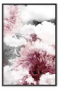 Poster: Fiori tra nuvole - fiori rosa tra nuvole e mappa città