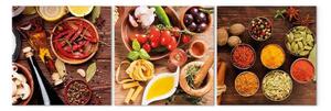 Quadro su tela Base Legnosa dei Sapori - cibo in una veste colorata