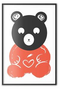 Poster: Orsetto pensieroso - animale arancione su bianco