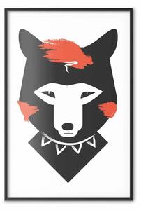 Poster: Volpe gentile - animale in costume da guerriero su sfondo bianco