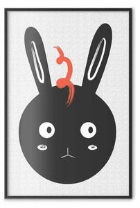 Poster: Il coniglio vede tutto - animale astratto con capelli arancioni