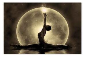 Quadro su tela Raggiungere le stelle - ballerina sullo sfondo dell'acqua e la luna