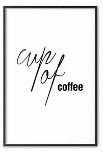 Poster: Tazza di caffè - scritta artistica nera in inglese su sfondo bianco