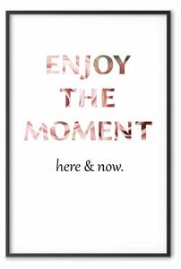 Poster: Goditi il momento - scritta con motivo rosa