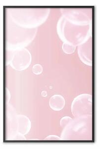 Poster: Soffio sottile - bolle di sapone brillanti che volano su sfondo rosa
