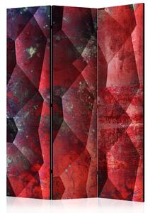 Paravento separè Rilievo porpora - texture geometrica rossa in stile astratto