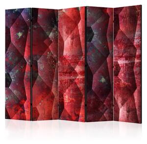 Paravento design Rilievo porpora II - texture geometrica rossa