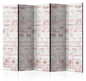 Paravento design Eco di primavera II - mattoni arancioni con motivo di cemento