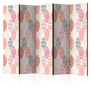 Paravento design Foglie primaverili II - figure geometriche pastello