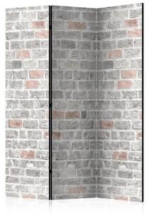 Paravento design Tonalità primaverile - texture di mattoni grigi con tocco arancione