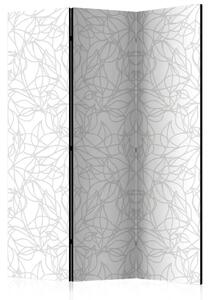 Paravento separè Intreccio vegetale - linee grigie su sfondo bianco