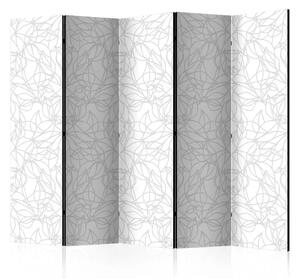 Paravento Intreccio vegetale II - linee in figure geometriche su sfondo bianco
