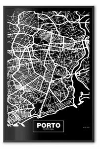 Poster: Mappa in negativo: Porto - cartografia bianco e nero