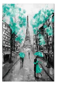 Quadro Per le strade di Parigi - Torre Eiffel, persone e architettura