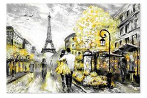 Quadro moderno Rendez-vous colorato giallo largo