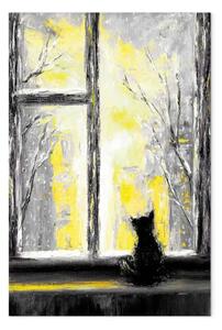 Quadro Gattino desideroso verticale giallo