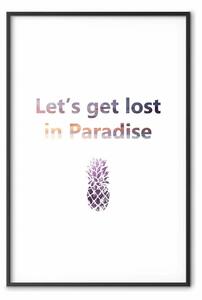 Poster: Perdersi nel paradiso - scritte colorate in inglese con ananas