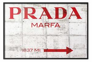 Poster: Prada cemento - scritte rosse su texture cemento