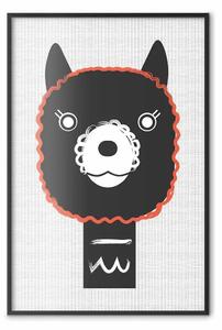 Poster: Alpaca decorativa - divertente animale grigio con contorno arancione