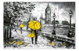 Quadro Passeggiata a Londra giallo largo