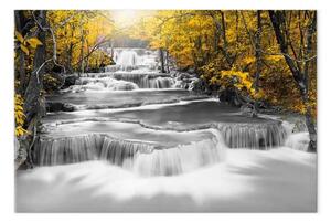 Quadro su tela Cascata di pensieri largo giallo