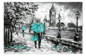 Quadro moderno Passeggiata a Londra turchese largo