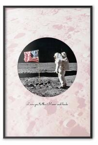 Poster: Ti amo fino alla luna e ritorno - testi in inglese su sfondo lunare