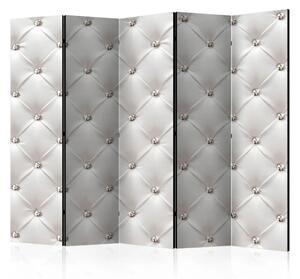 Paravento design Eleganza bianca II - texture trapuntata a diamante su sfondo bianco