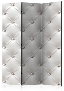 Paravento Eleganza bianca - texture bianca di pelle trapuntata a diamante