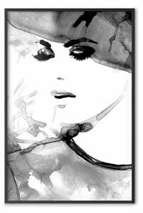 Poster: Eleganza innamorata - ritratto donna acquerello