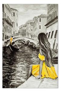 Quadro su tela Sogni lontani giallo verticale