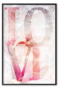 Poster: Amore magnolia - testo colorato in inglese su sfondo di cemento