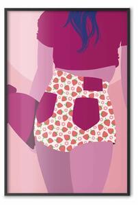 Poster: Pantaloncini fragole - silhouette femminile con frutta