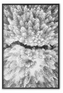 Poster: Torrente gelido - paesaggio invernale foresta innevata