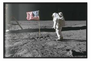 Poster: Sempre primi - uomo sulla Luna con bandiera