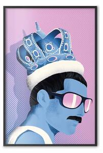 Poster: Freddie - ritratto uomo con corona e occhiali